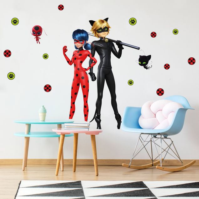 Adesivo murale per bambini  - Miraculous Ladybug e Chat Noir sono pronti