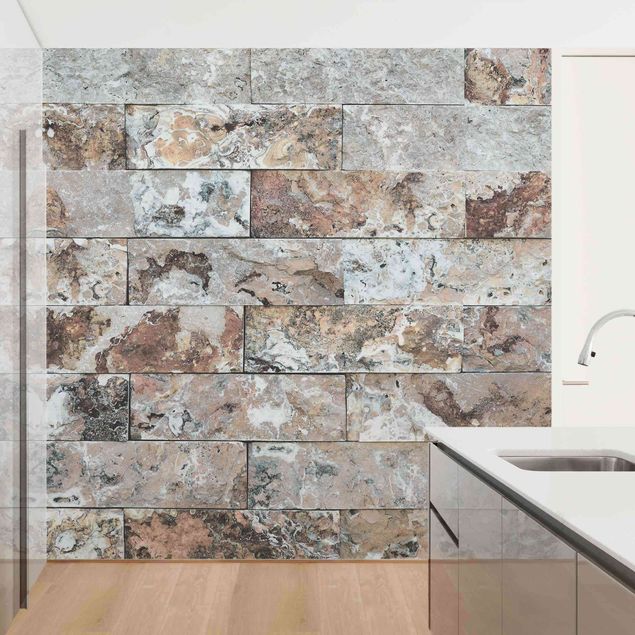 Carta da parati - Natural marble stone wall