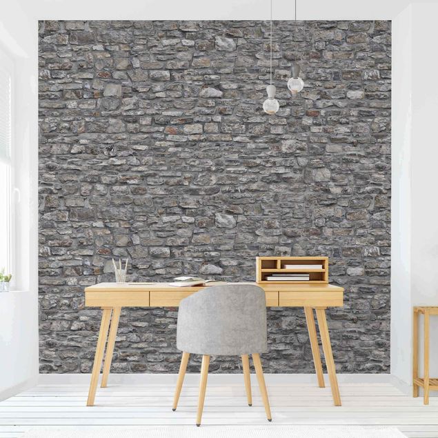Carta da parati - Stone Wallpaper - Grey Natural Stone Wallpaper