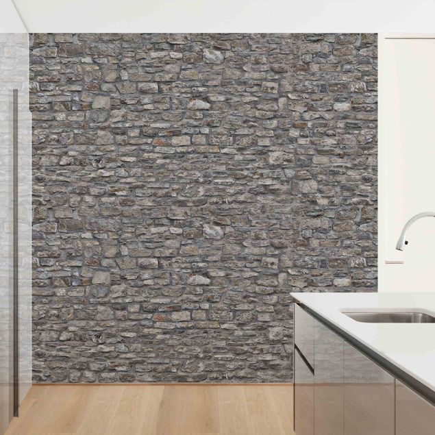 Carta da parati - Stone Wallpaper - Grey Natural Stone Wallpaper