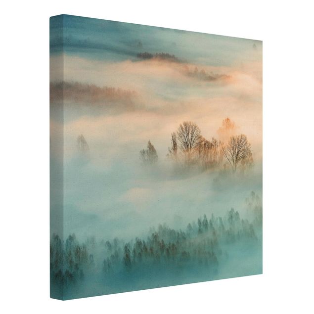 Quadro su tela naturale - Nebbia all'alba - Quadrato 1:1