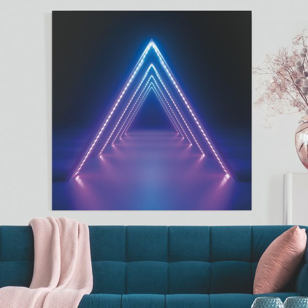 Quadri moderni per soggiorno Triangolo al neon