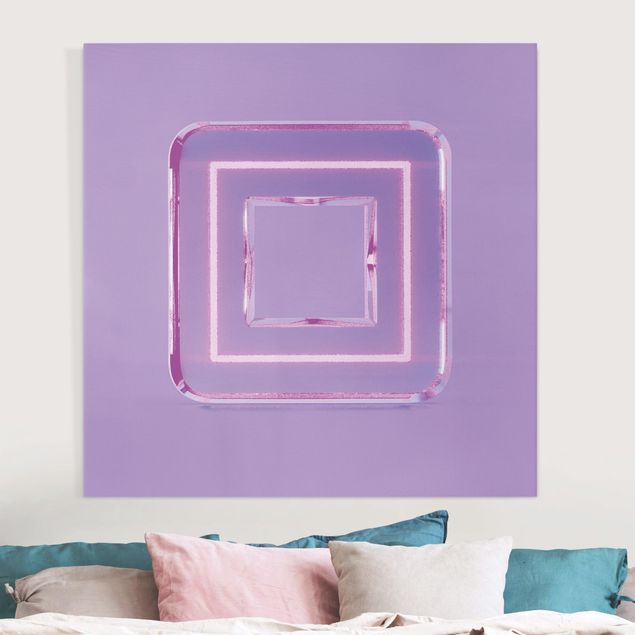 Quadri moderni per soggiorno Simbolo del giocatore quadrato al neon