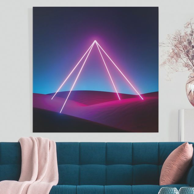 Quadri moderni per soggiorno Piramide luminosa al neon