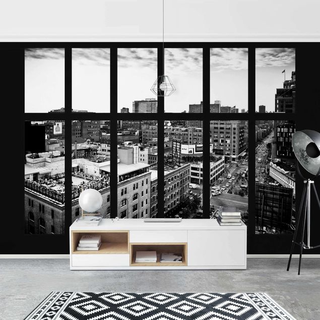 Philippe Hugonnard quadri New York vista dalla finestra in bianco e nero