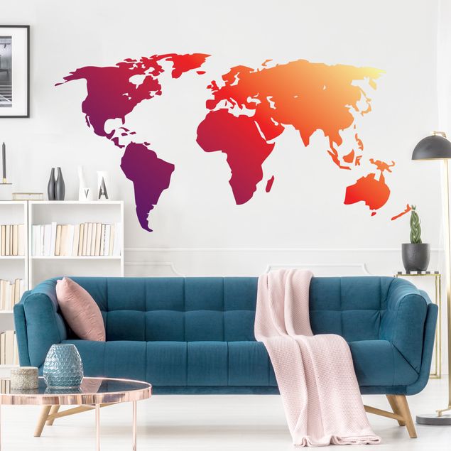 Adesivo murale - No.212 Mappa del mondo rossa