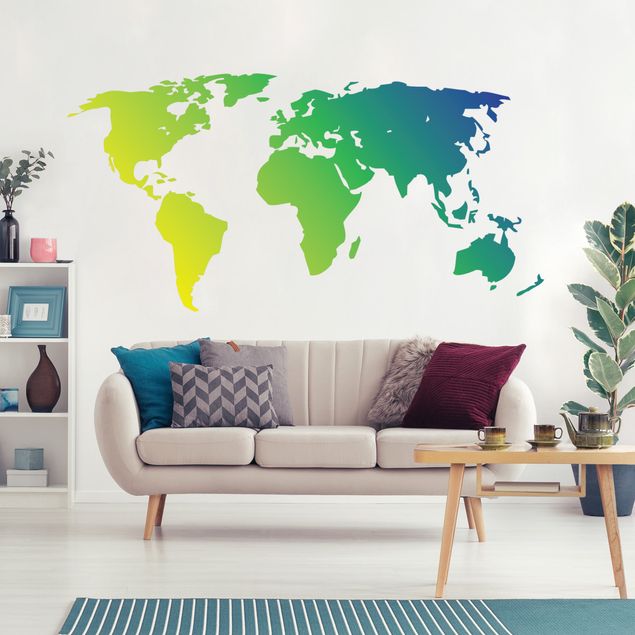 Adesivo murale - No.213 Mappa del mondo verde