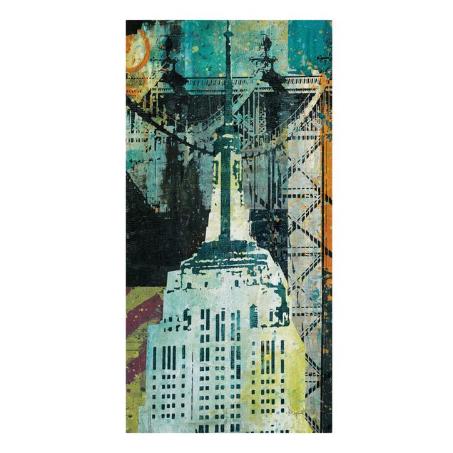 Stampa su tela città NY Graffiti Empire State Building