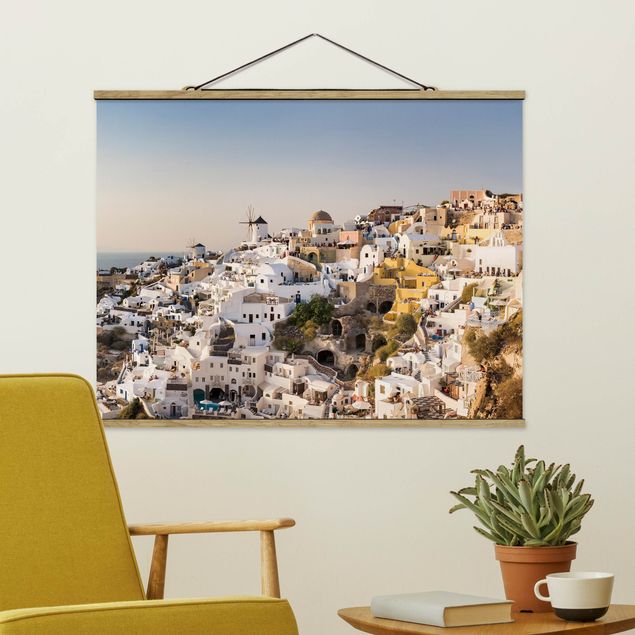 Foto su tessuto da parete con bastone - Panorama di Oia - Orizzontale 4:3