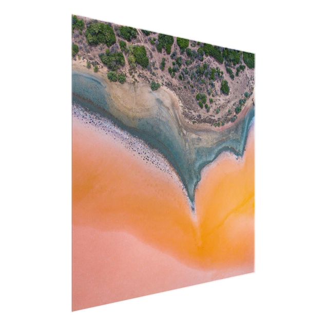 Quadro in vetro - Sponda del lago arancione in Sardegna