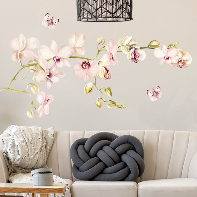 Adesivo murale - Orchidenzweig e farfalla a Rosé