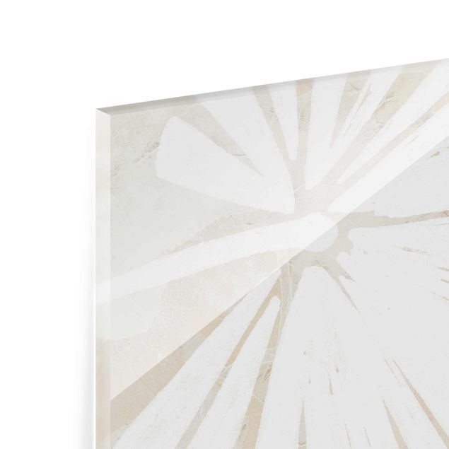 Quadro in vetro - Silhouette di foglia di palma su lino