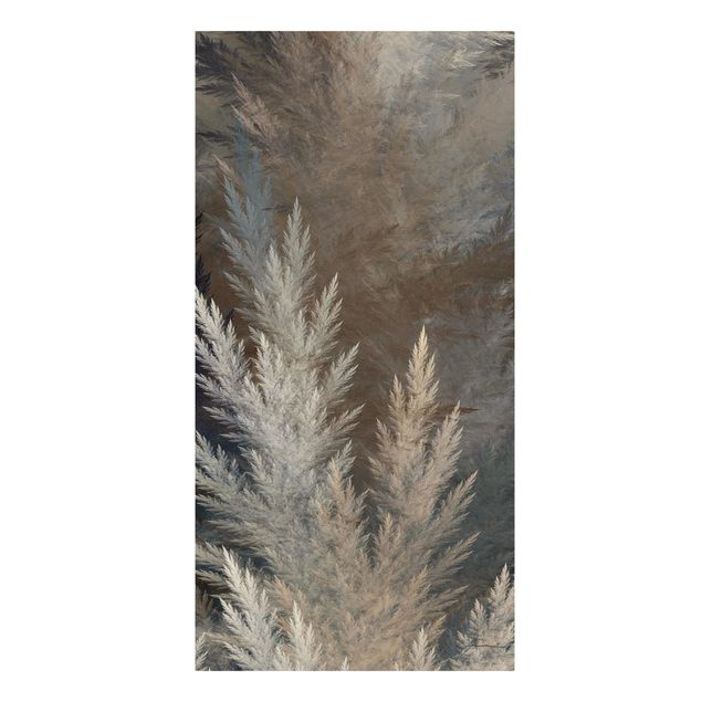 Quadro su tela naturale - Erba della Pampas nel grigio del mattino - Formato verticale 1:2