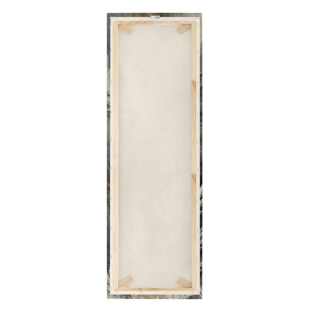 Quadro su tela naturale - Erba della Pampas nel grigio del mattino - Formato verticale 1:3