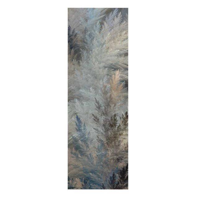 Quadro su tela naturale - Erba della Pampas nell'ora blu - Formato verticale 1:3