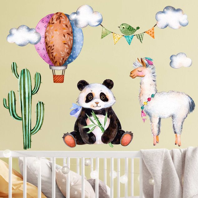 Adesivo murale - Set acquerello Panda e Lama