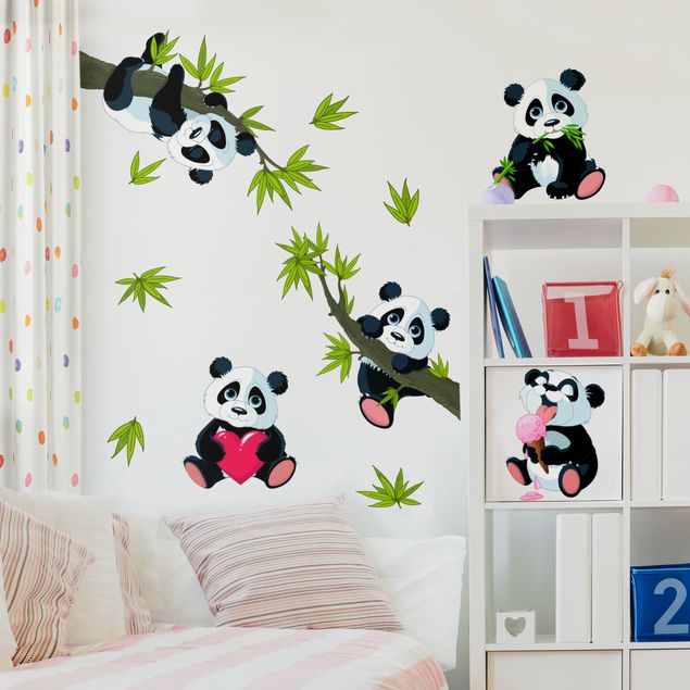 Adesivo murale - Panda Bear Set Heart