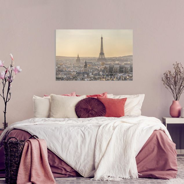 Stampa su tela città Parigi all'alba