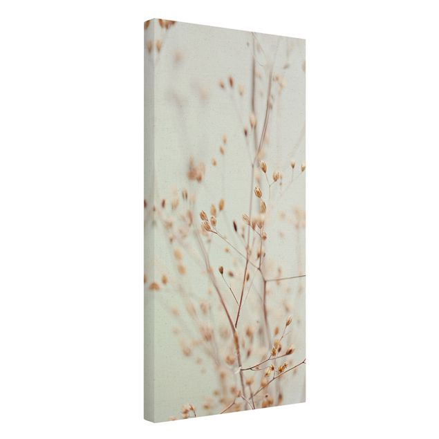 Quadro su tela naturale - Gemme pastello su ramo di fiori selvatici - Formato verticale 1:2