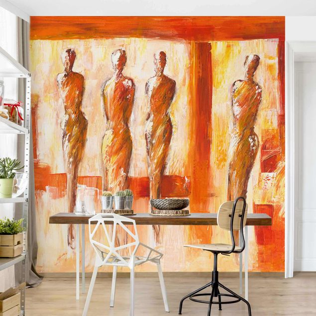 Tapete abstrakt Quattro figure in arancione