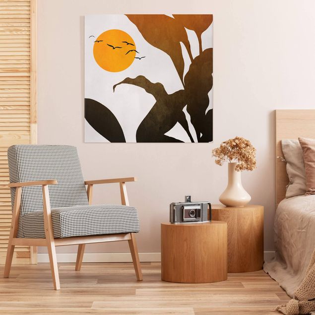 quadri con animali Flora con sole giallo