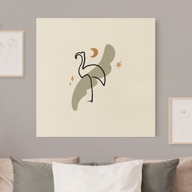 quadri con animali Interpretazione di Picasso - Fenicottero