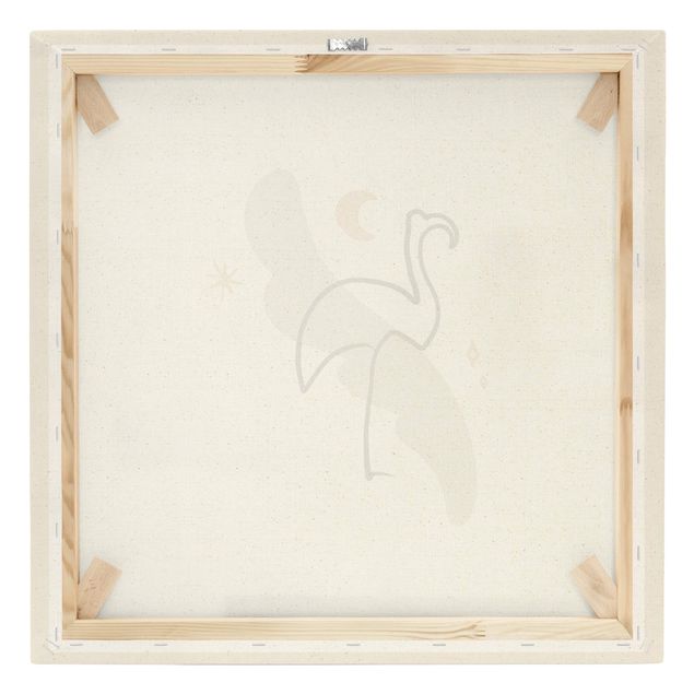 Quadro su tela naturale - Interpretazione di Picasso - Fenicottero - Quadrato 1:1