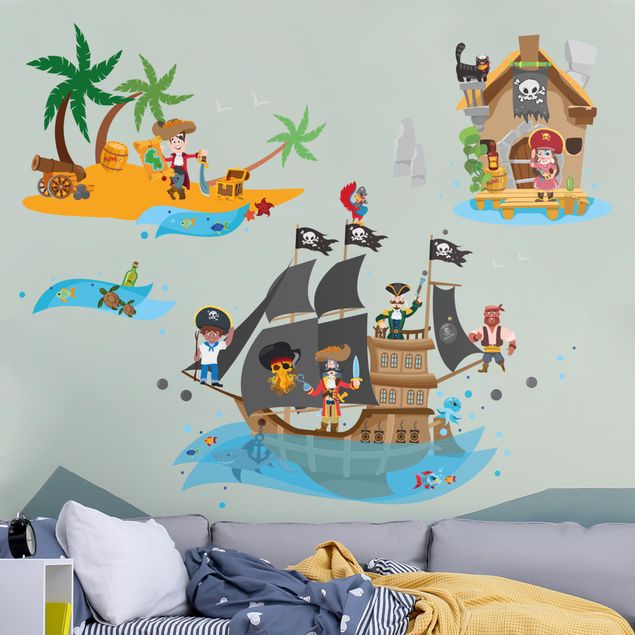 Adesivo murale - Set di mega del tesoro della nave dei pirati