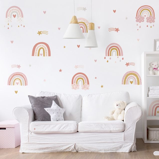 Adesivo murale - Set di arcobaleni in tonalità di rosa