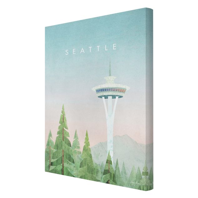 Stampa su tela - Poster di viaggio - Seattle - Formato verticale 2:3