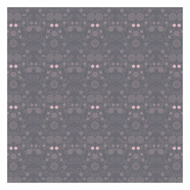 Carta da parati - Romantic floral pattern grey