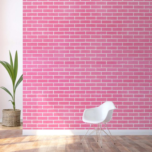 carta da parati per centri estetici Muro di mattoni rosa