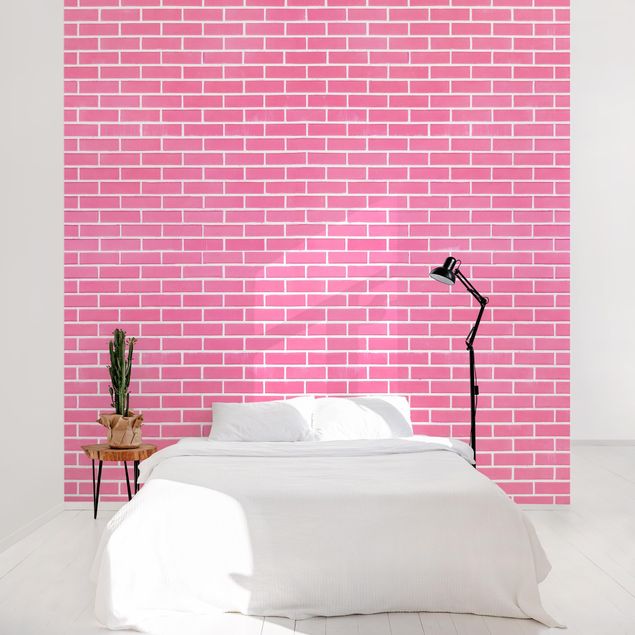 Carta da parati  - Muro di mattoni rosa