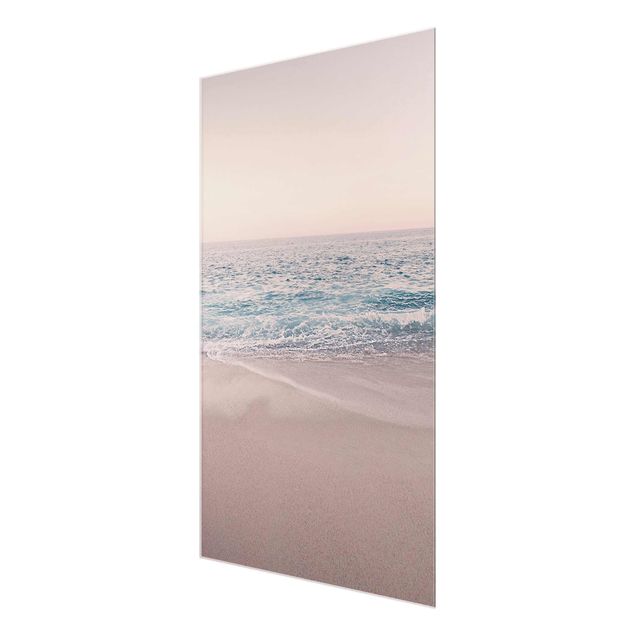Quadro in vetro - Spiaggia oro rosa la mattina