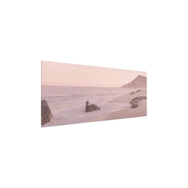 Quadro in vetro - Spiaggia oro rosa