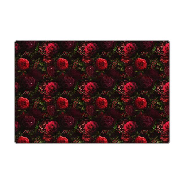 tappeti lavabili Rose rosse su sfondo nero