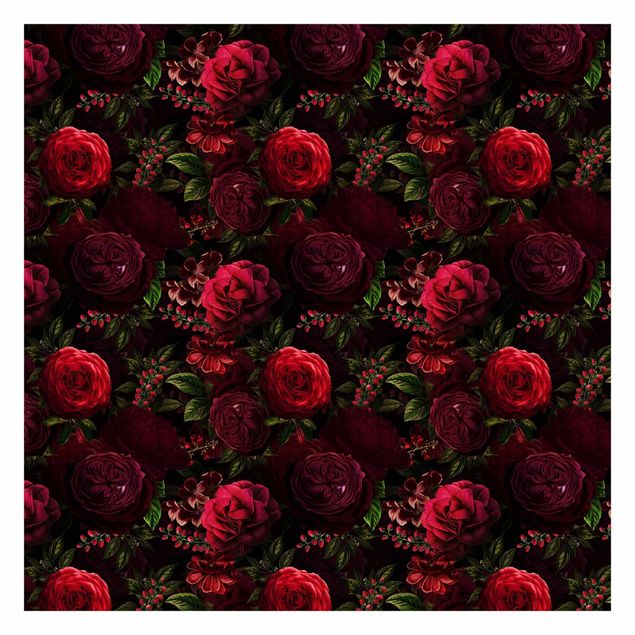 Carta da parati - Rose rosse su sfondo nero