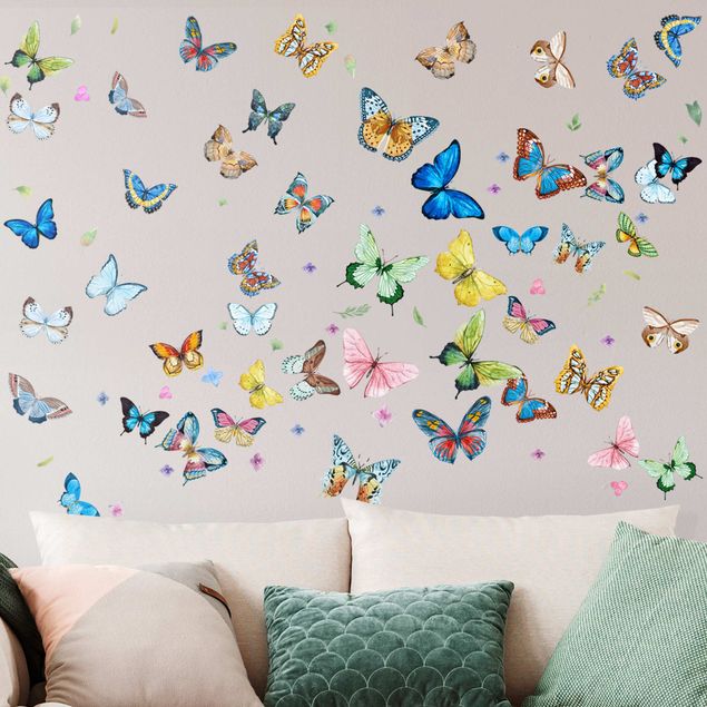 Adesivo murale - Set di farfalle acquerello xxl