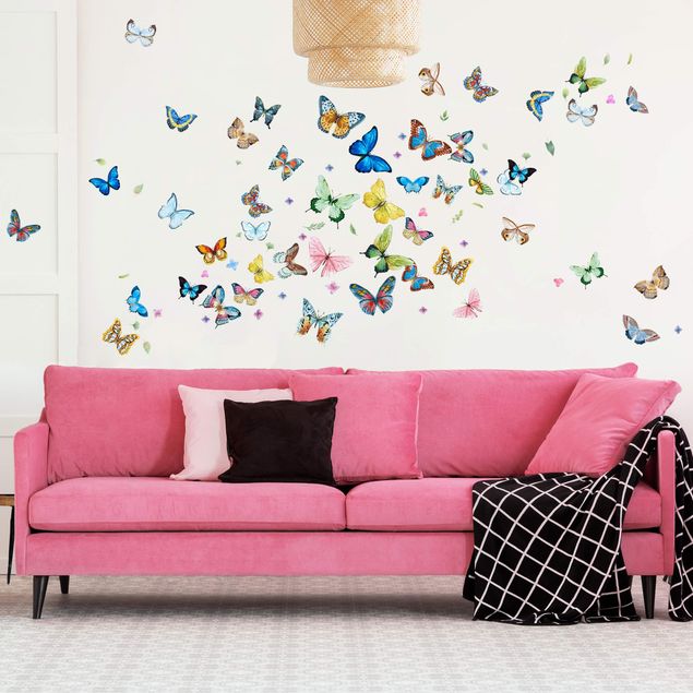 Adesivo murale - Set di farfalle acquerello xxl