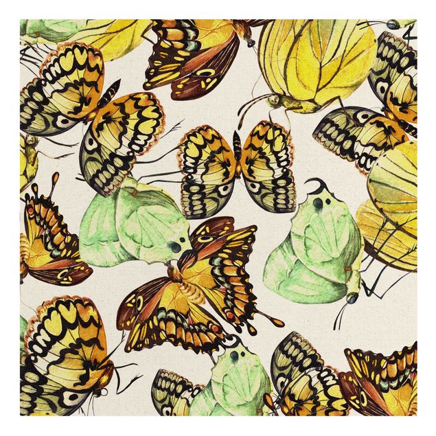Quadri con disegni Sciame di farfalle gialle