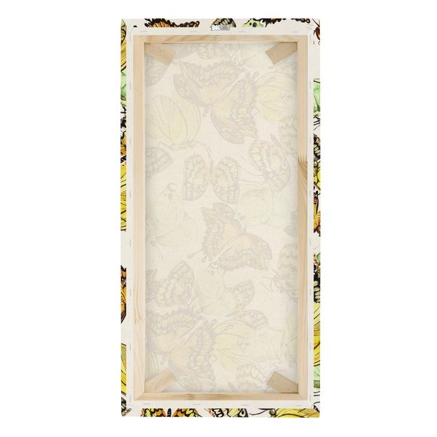 Quadro su tela naturale - Sciame di farfalle gialle - Formato verticale 1:2