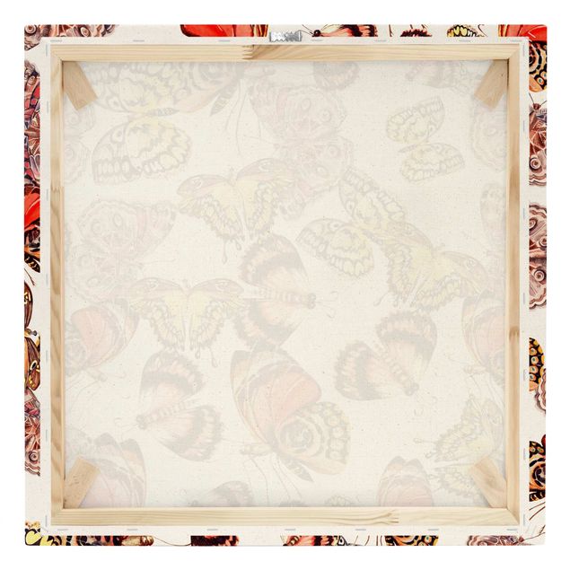 Quadro su tela naturale - Sciame di farfalle occhio di pavone - Quadrato 1:1