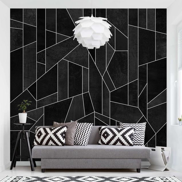 carta da parati effetto acquerello Acquerello geometrico in bianco e nero