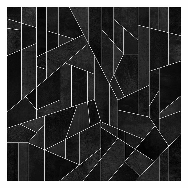 Carta da parati - Bianco e nero geometrico Acquarello- Formato quadrato