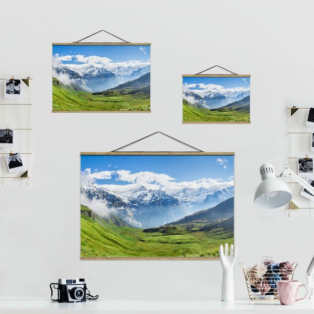 Foto su tessuto da parete con bastone - Panorama delle Alpi svizzere - Orizzontale 3:2