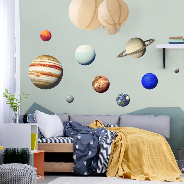 Adesivo murale - Sistema solare con pianeta