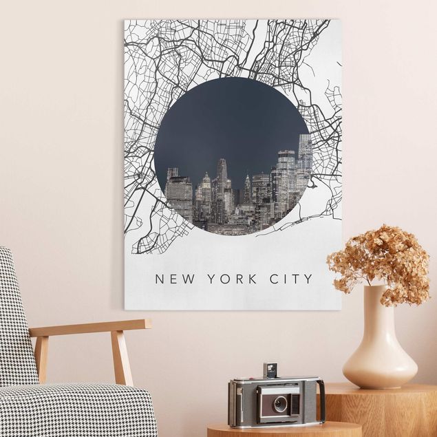 Tela new york Collage di mappe di New York