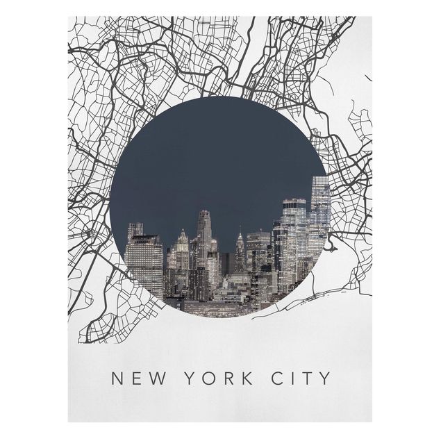 Quadri moderni per soggiorno Collage di mappe di New York