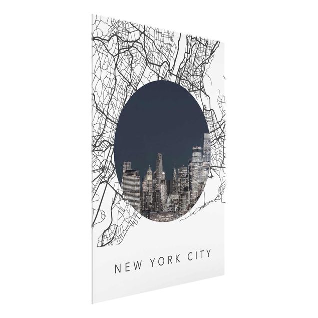 Quadro in vetro - Collage mappa di New York City