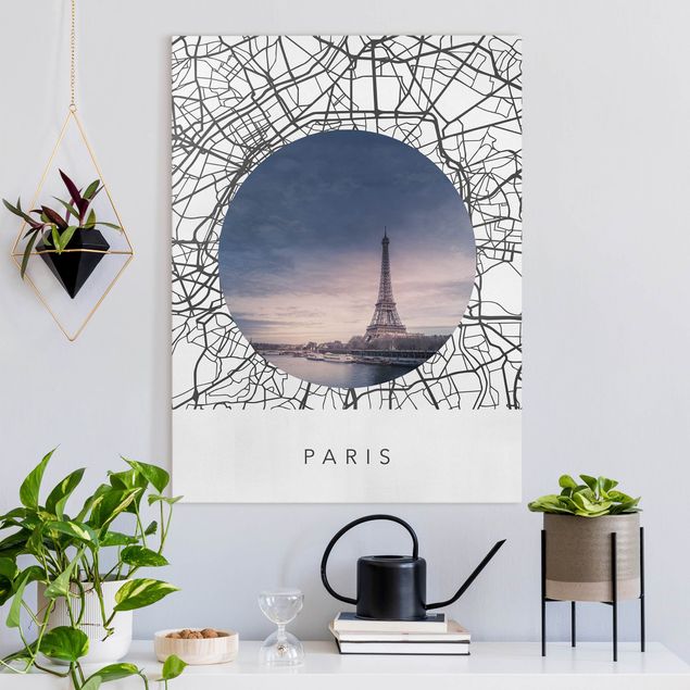 Stampe su tela parigi Collage di mappe di Parigi